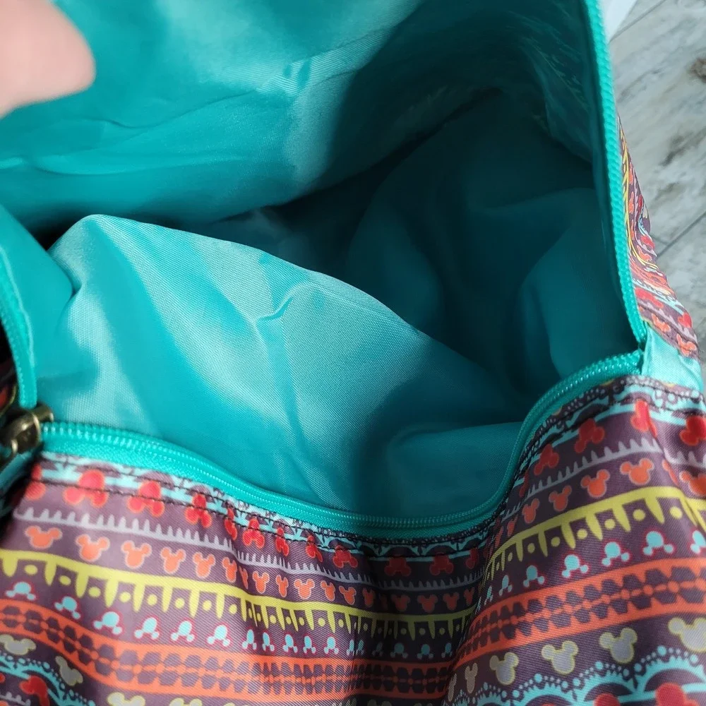 Disney Parks Animal Kingdom Safari‎ Print w/ Mickey Drawstring Backpack Boho Bag